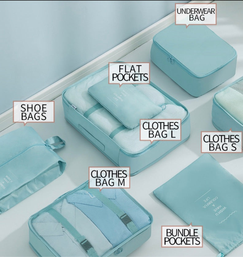 NUEVO KIT DE BOLSAS PARA VIAJE X 8 PIEZAS